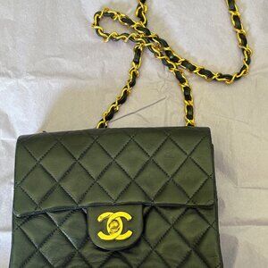 CHANELVINTAGE NAVY QUILTED LAMBSKIN MINI FLAPBAG